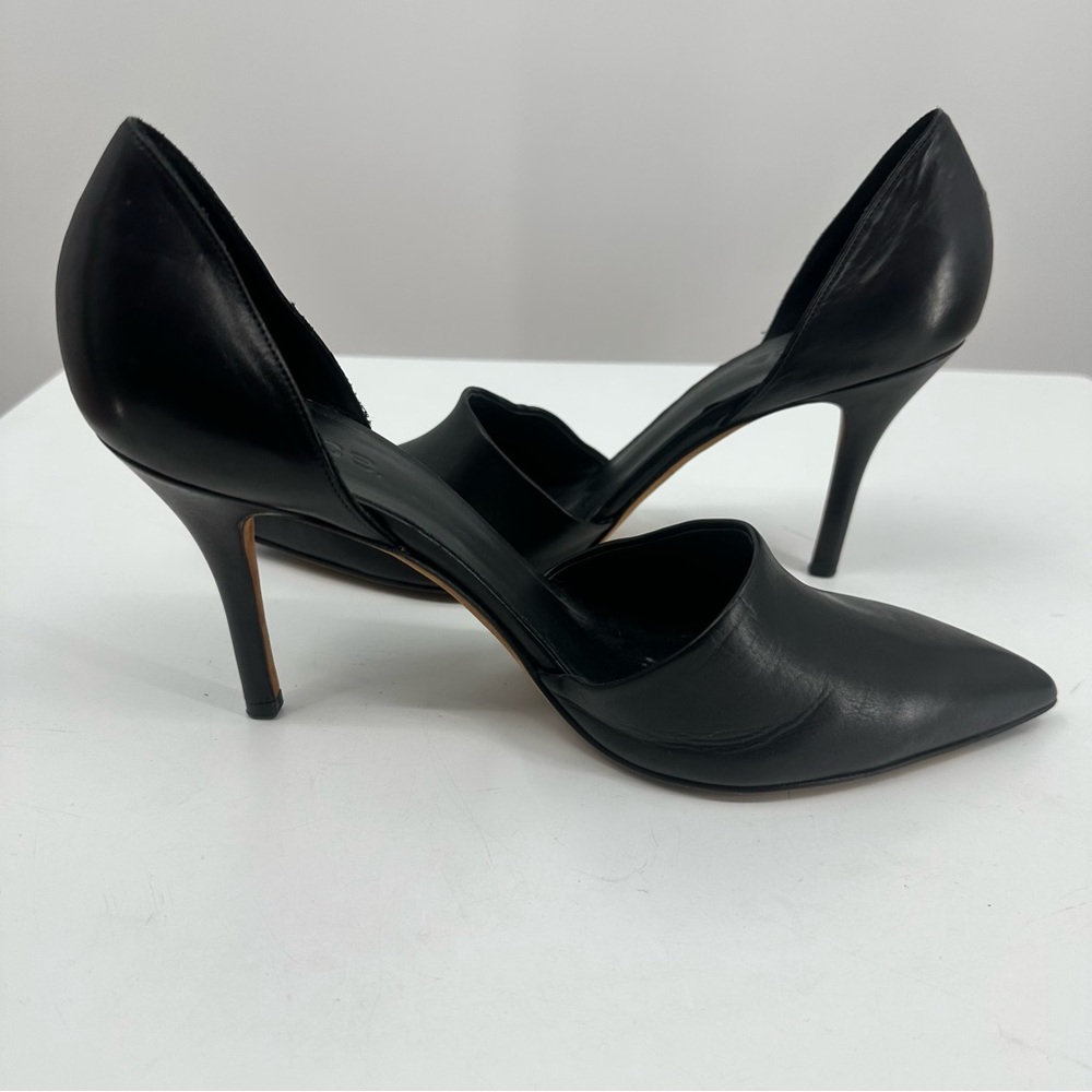 Vince Claire d'Orsay Pump Black Leather Womens 11 Pointed Toe 3.5" Heel - Picture 8 of 11